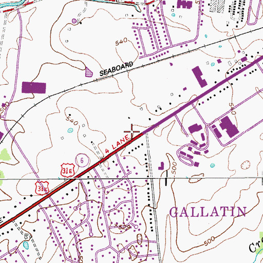 Topographic Map of City of Gallatin, TN