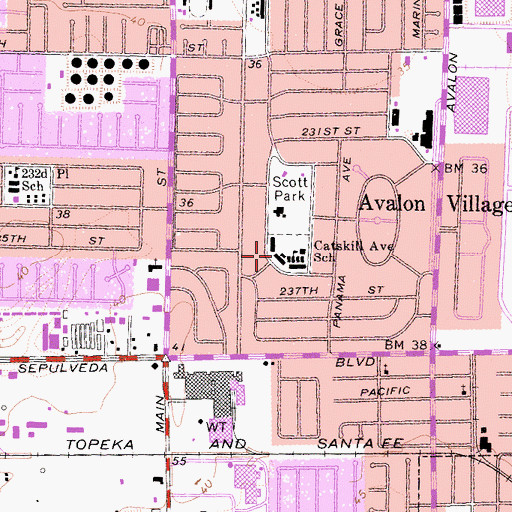Topographic Map of Catskill Avenue Elementary School, CA