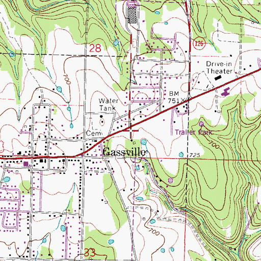 Topographic Map of City of Gassville, AR