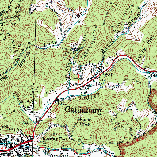 Topographic Map of City of Gatlinburg, TN