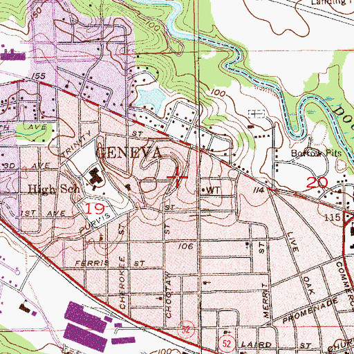 Topographic Map of City of Geneva, AL