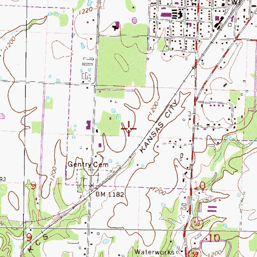 Topographic Map of City of Gentry, AR