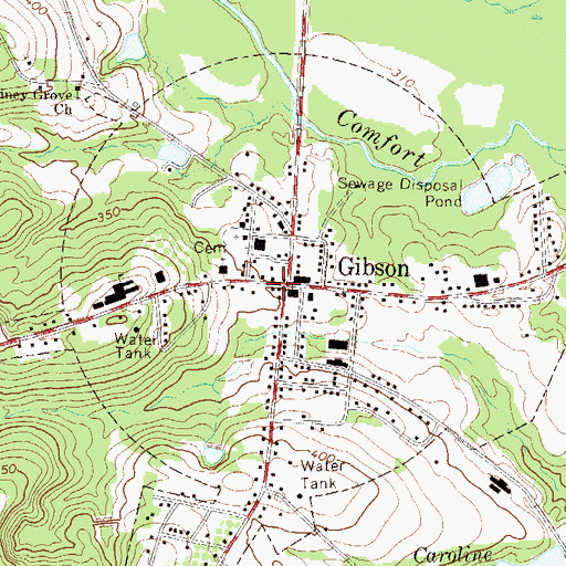 Topographic Map of City of Gibson, GA