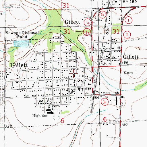 Topographic Map of City of Gillett, AR