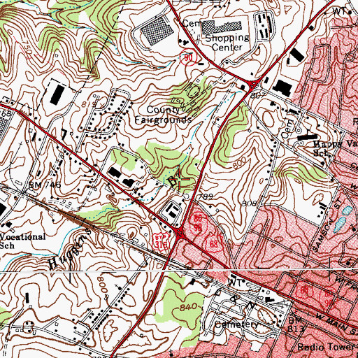 Topographic Map of City of Glasgow, KY