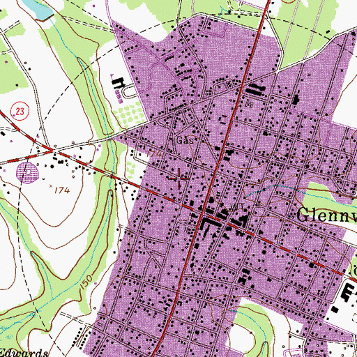 Topographic Map of City of Glennville, GA