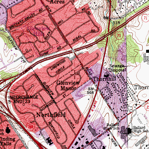Topographic Map of City of Glenview Manor, KY