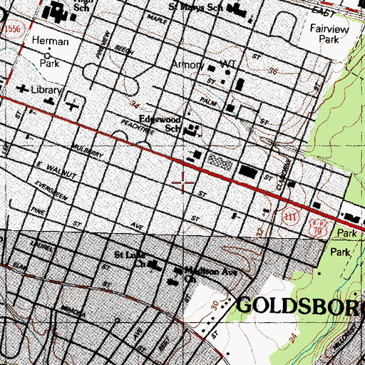Topographic Map of City of Goldsboro, NC