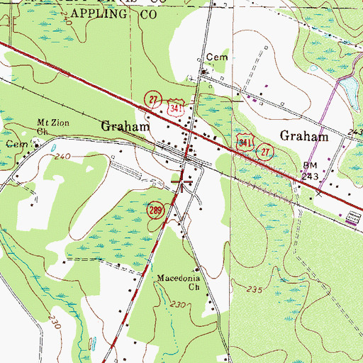 Topographic Map of City of Graham, GA