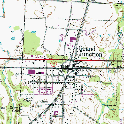 Topographic Map of City of Grand Junction, TN