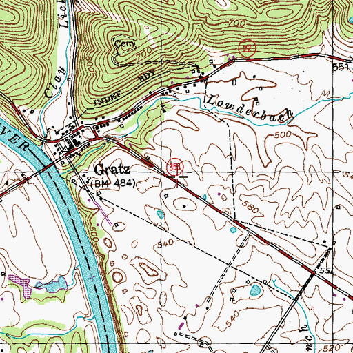 Topographic Map of City of Gratz, KY