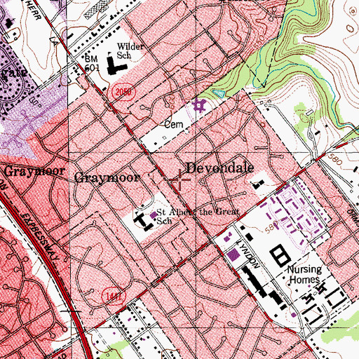 Topographic Map of City of Graymoor-Devondale, KY