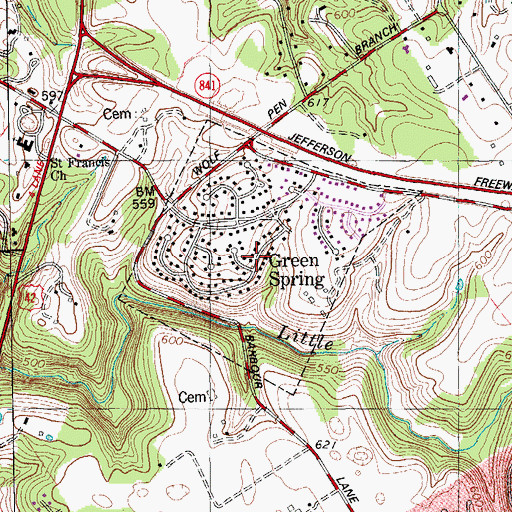 Topographic Map of City of Green Spring, KY