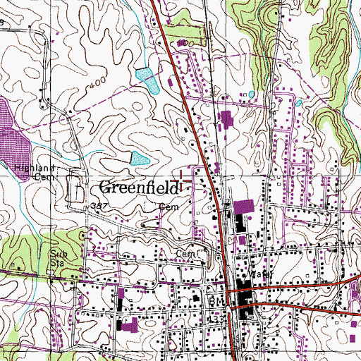 Topographic Map of City of Greenfield, TN