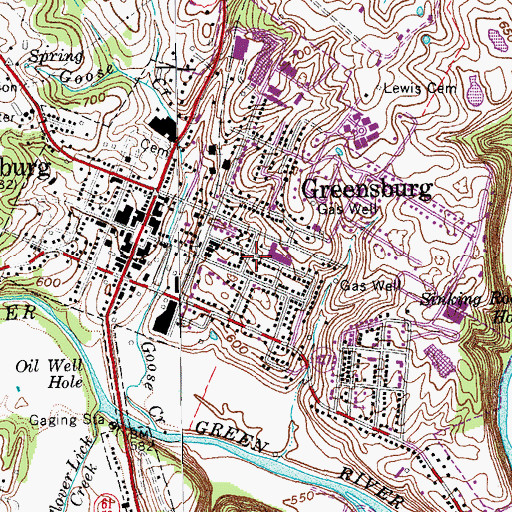 Topographic Map of City of Greensburg, KY
