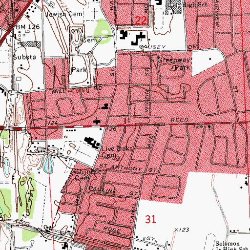 Topographic Map of City of Greenville, MS