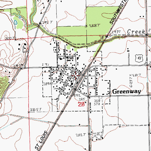 Topographic Map of City of Greenway, AR