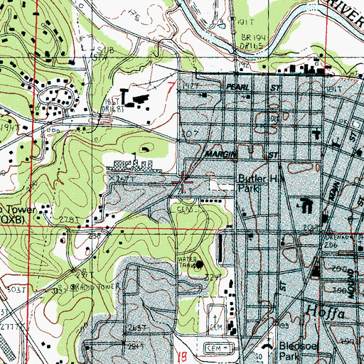 Topographic Map of City of Grenada, MS