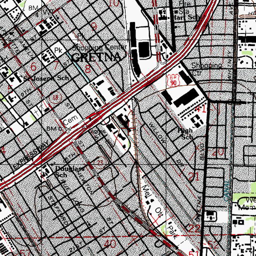 Topographic Map of City of Gretna, LA