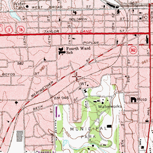Topographic Map of City of Griffin, GA