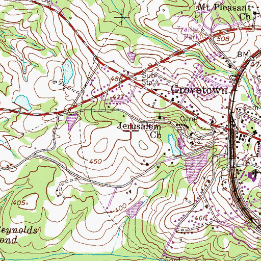 Topographic Map of City of Grovetown, GA