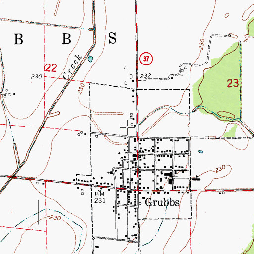 Topographic Map of City of Grubbs, AR