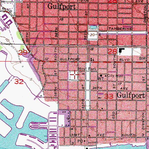 Topographic Map of City of Gulfport, FL