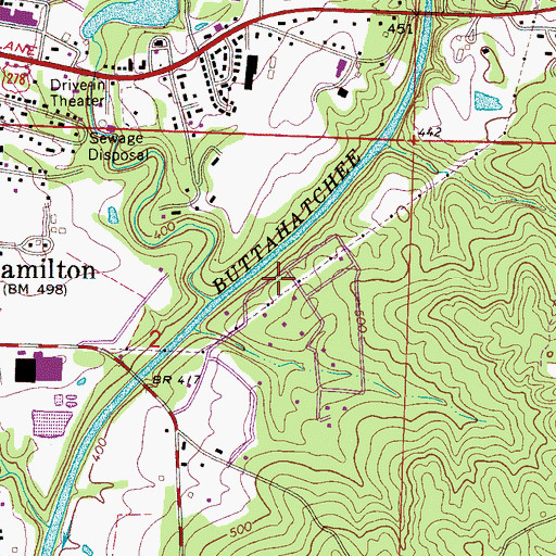 Topographic Map of City of Hamilton, AL