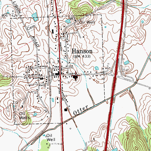 Topographic Map of City of Hanson, KY