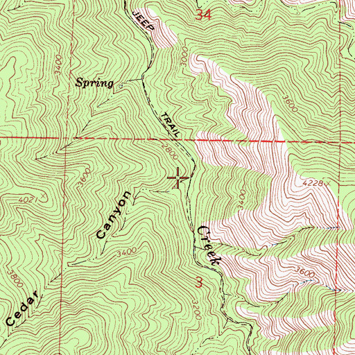 Topographic Map of Cedar Canyon, CA