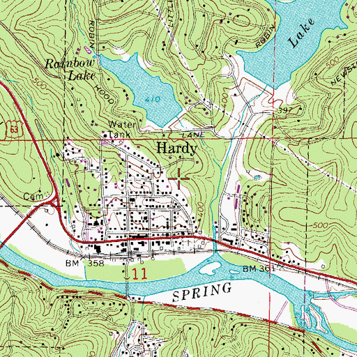 Topographic Map of City of Hardy, AR