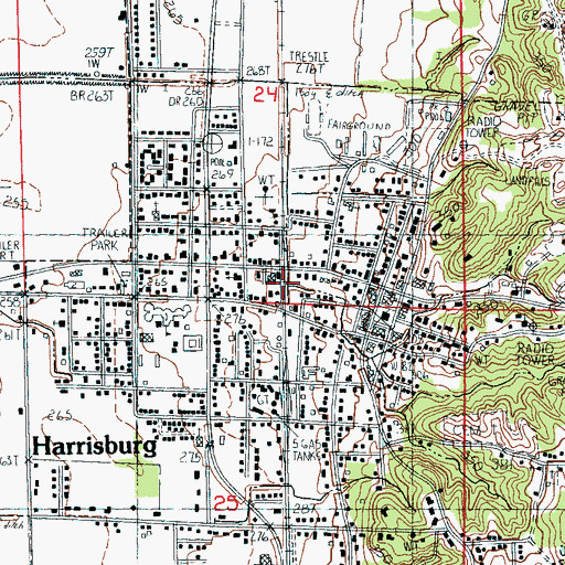 Topographic Map of City of Harrisburg, AR