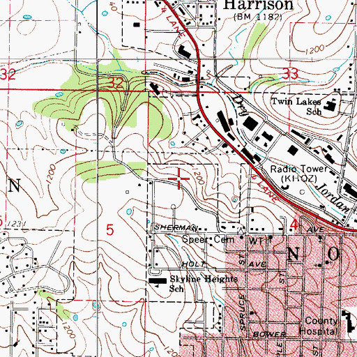 Topographic Map of City of Harrison, AR