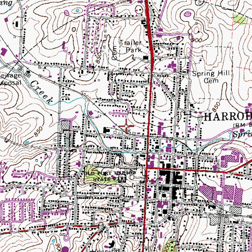 Topographic Map of City of Harrodsburg, KY