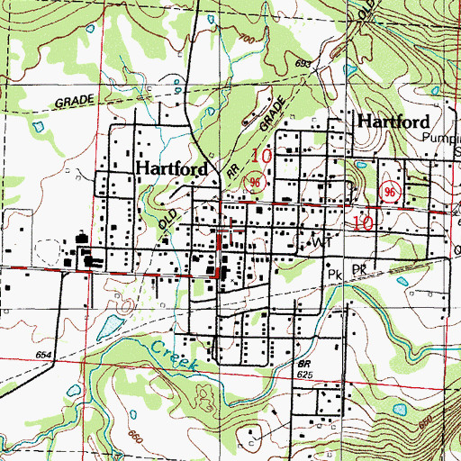 Topographic Map of City of Hartford, AR
