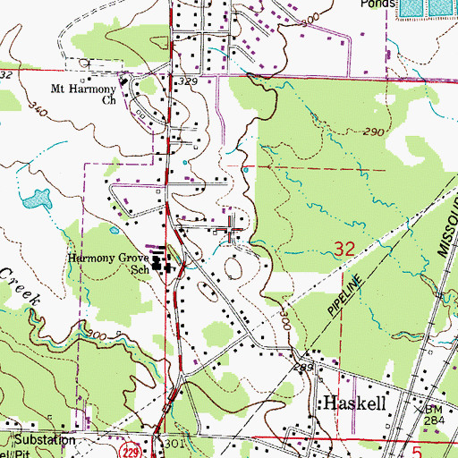 Topographic Map of City of Haskell, AR