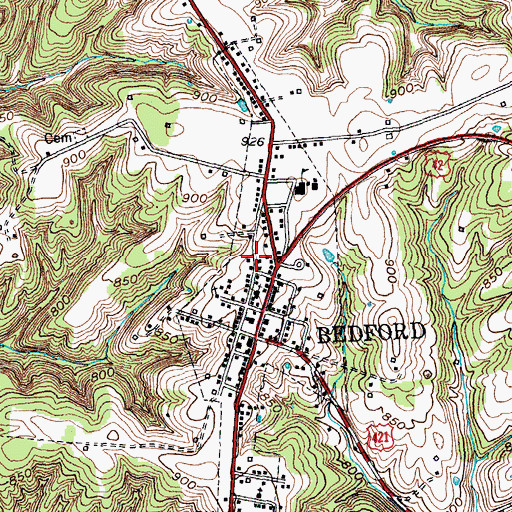 Topographic Map of City of Bedford, KY