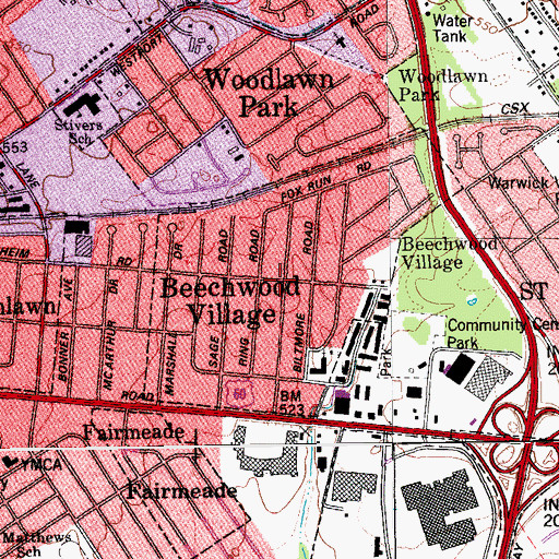 Topographic Map of City of Beechwood Village, KY
