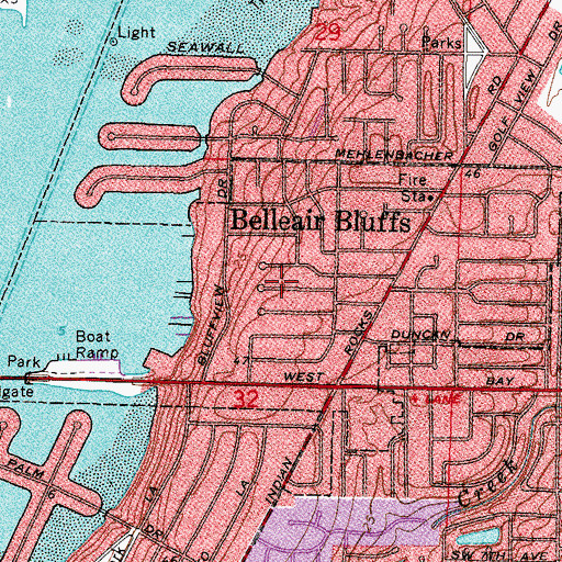 Topographic Map of City of Belleair Bluffs, FL