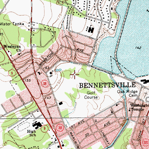 Topographic Map of City of Bennettsville, SC