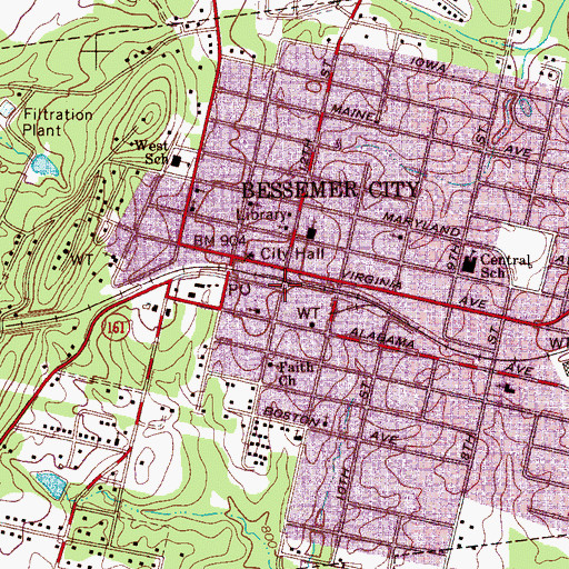 Topographic Map of City of Bessemer City, NC
