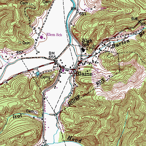 Topographic Map of City of Blaine, KY
