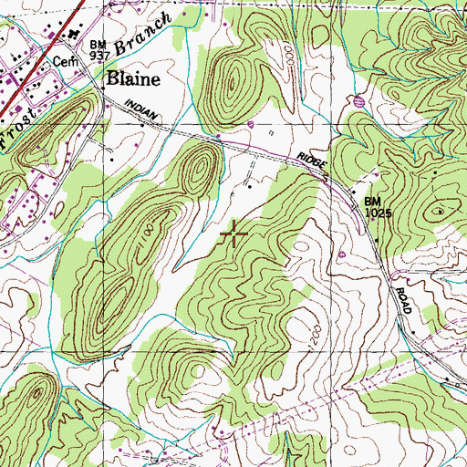 Topographic Map of City of Blaine, TN