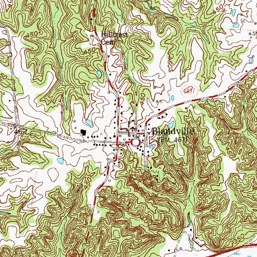 Topographic Map of City of Blandville, KY
