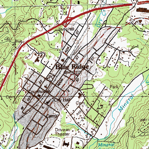 Topographic Map of City of Blue Ridge, GA