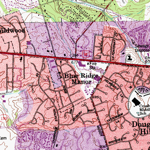 Topographic Map of City of Blue Ridge Manor, KY