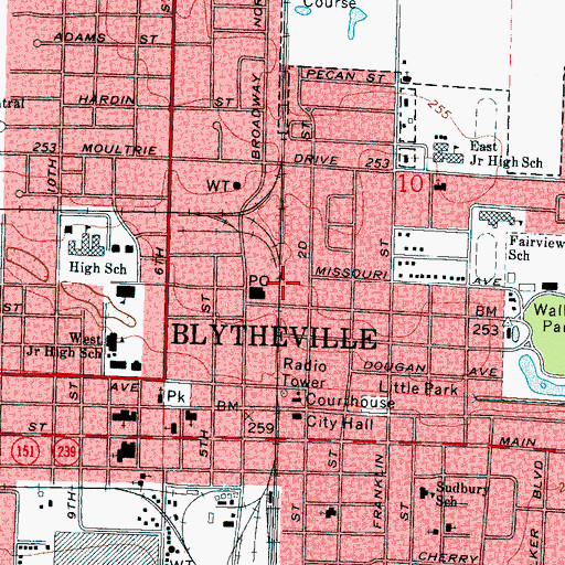 Topographic Map of City of Blytheville, AR