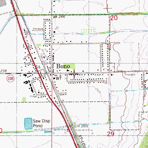 Topographic Map of City of Bono, AR
