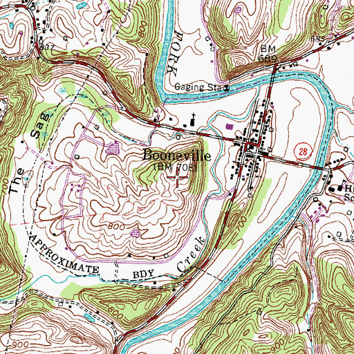 Topographic Map of City of Booneville, KY