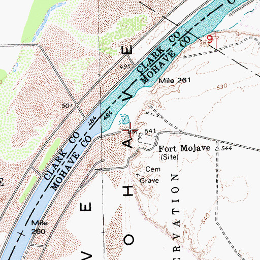 Topographic Map of Beales Crossing, AZ